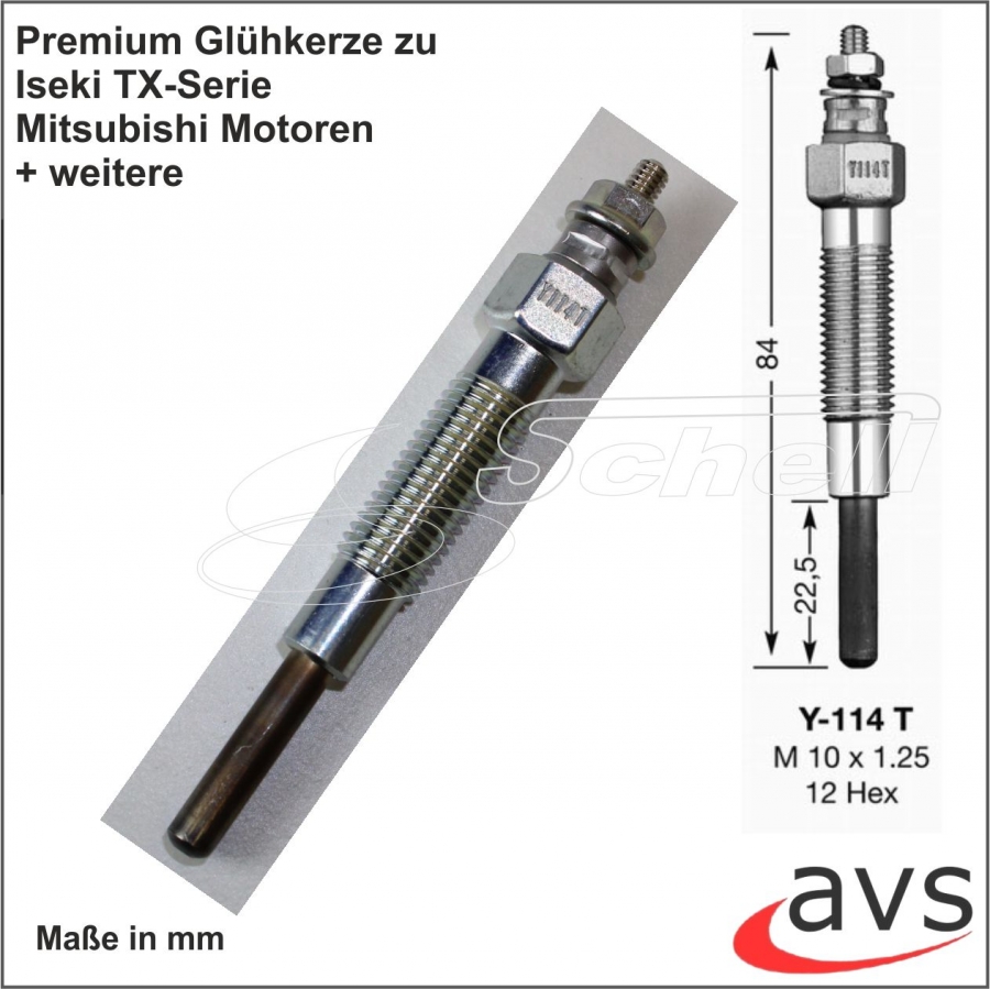 Glühkerze NGK Y-114T Iseki TX 1300F 1410F 1500F 1510F  Mitsubishi K3A K3B